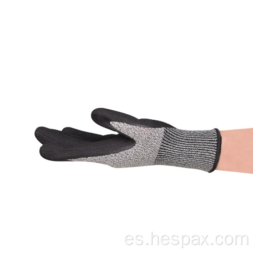 Hespax Sitio de construcción Guantes de trabajo para hombre nitrilo anti-corte